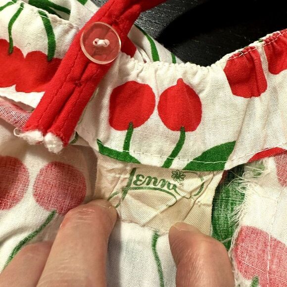 Womens Vintage 70s 80s Jenni Cherry Print Sun Dress Size Small - Picture 9 of 11